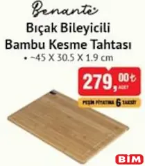 BENANTE BIÇAK BİLEYİCİLİ BAMBU KESME TAHTASI